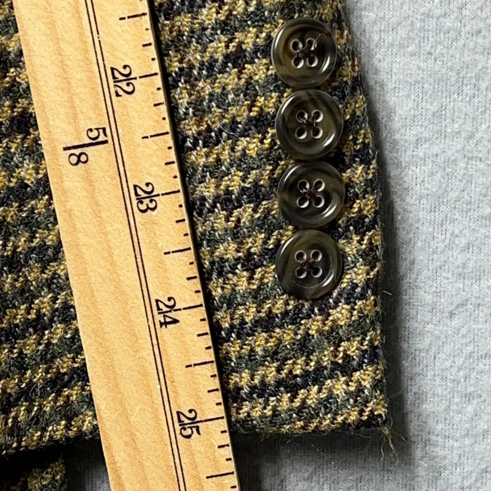 VTG Burberrys Men Blazer Houndstooth suit jacket Sport Coat Brown 1/2 canvas 42R - Picture 12 of 16